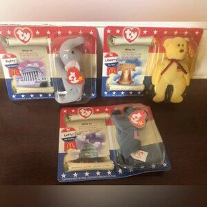 Mcdonalds TY Beanie Babies American Trio set Righty, Lefty & Liberty Sealed